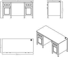 Γραφείο Γκρι / Δρυς PAUCAL 150x65x77.3