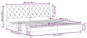 Πλαίσιο Κρεβατιού με Κεφαλάρι Αν. Γκρι 200x200 εκ. Βελούδινο - Γκρι