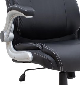 Καρέκλα γραφείου διευθυντική Gustavo Megapap από τεχνόδερμα χρώμα μαύρο 69x65x116/126εκ.