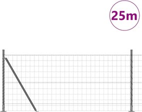 vidaXL Ευρωπαϊκός Φράκτης με Σκυρόδετη Βάση 25 x 1 m Γκρι Δίχτυ