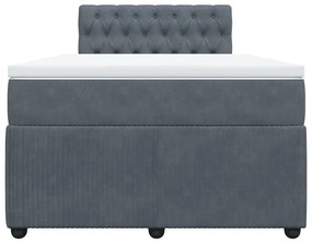 vidaXL Κρεβάτι Boxspring με Στρώμα Σκούρο Γκρι 120x200 εκ. Βελούδινο