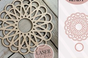 Σετ των 2 Intra απο ξύλο plywood 3mm-4mm πάχος Boho Flower , Boho Στρογγυλή πινακίδα Δίασταση 30x20 cm INTRAFABR-70596506