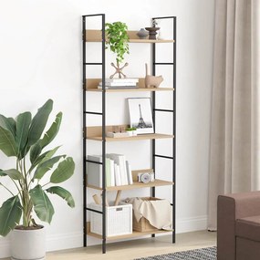 vidaXL Ραφιέρα 5 Επιπέδων Δρυς 60x27,6x158,5 εκ. Επεξεργασμένο Ξύλο