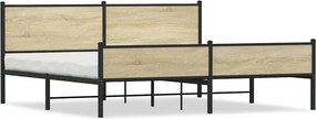 vidaXL Σκελετός Κρεβ. Χωρίς Στρώμα Sonoma Δρυς 193x203 εκ. Μεταλλικό