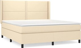 vidaXL Κρεβάτι Boxspring με Στρώμα Κρεμ 180x200 εκ. Υφασμάτινο