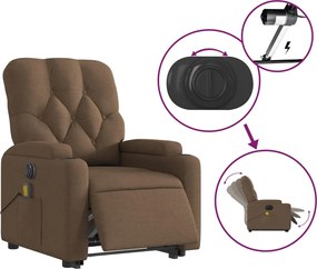vidaXL Πολυθρόνα Μασάζ Ηλεκ. Ανακλινόμενη με Ανύψωση Καφέ Υφασμάτινη