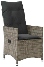 vidaXL Σέτ φαγητού για κήπο με μαξιλάρι 7 pcs Γκρι Πολυ ράταν