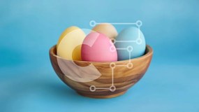 Intra Συλλεκτικό Ξύλινο Παζλ Plywood  4mm - Πολύχρωμα Πασχαλινά αυγά σε ένα ξύλινο μπολ Σε Ξύλινο Κουτί - Διαστάσεις: 10x10 cm – 25 κομμάτια