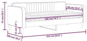 Καναπές Κρεβάτι με Στρώμα Ανοιχτό Γκρι 90x190 εκ. Βελούδινος - Γκρι