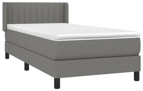 Κρεβάτι Boxspring με Στρώμα Σκούρο Γκρι 80x200 εκ. Υφασμάτινο - Γκρι