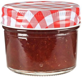 vidaXL Βάζα Μαρμελάδας 24 τεμ. 110 ml Γυάλινα με Κόκκινα/Λευκά Καπάκια