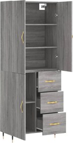 vidaXL Ντουλάπι Γκρι Sonoma 69,5 x 34 x 180 εκ. Επεξεργασμένο Ξύλο
