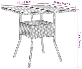 ΤΡΑΠΕΖΙ ΚΗΠΟΥ ΕΠΙΦΑΝΕΙΑ ΑΚΑΚΙΑΣ ΓΚΡΙ 80X80X75 ΕΚ. ΣΥΝΘ. ΡΑΤΑΝ 365520