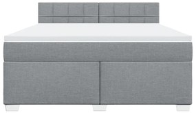 Κρεβάτι Boxspring με Στρώμα Ανοιχτό Γκρι 180x200 εκ. Υφασμάτινο - Γκρι