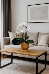 Stewehome Διακοσμητικό αντικείμενο με τεχνητή ορχιδέα σε γλάστρα με υγρή υφή Λευκό