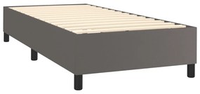 vidaXL Κρεβάτι Boxspring με Στρώμα &amp; LED Γκρι 80x200 εκ. Συνθ. Δέρμα
