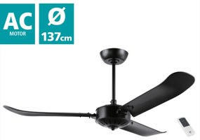 Ανεμιστήρας Οροφής Ø137x51,5cm 90w AC 220-240V,50Hz Remote Control Μαύρο Ματ Eglo Hoi An 35028