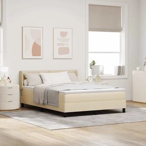 vidaXL Κρεβάτι Box Spring με Στρώμα στην Κρέμ, 160 x 200 cm - Υφασμάτινο.