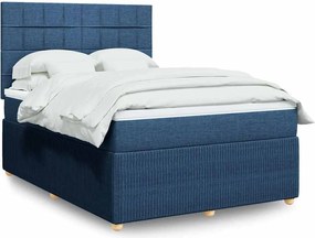 vidaXL Κρεβάτι Boxspring με Στρώμα Μπλε 140x200 εκ. Υφασμάτινο