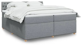 vidaXL Κρεβάτι Boxspring με Στρώμα Ανοιχτό Γκρι 200x200 εκ. Υφασμάτινο