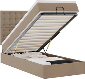 VidaXL Οθωμανικό κρεβάτι με στρώμα & LEDs Cappucino Faux Leather