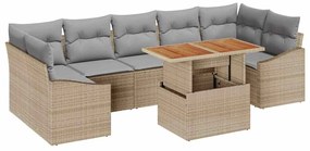 vidaXL Σετ Καναπέ Κήπου με μαξιλάρι 8 pcs Μπέζ και Ανοιχτό Γκρι