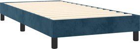 vidaXL Κρεβάτι Boxspring με Στρώμα Σκούρο Μπλε 100x200 εκ. Βελούδινο