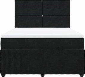 vidaXL Κρεβάτι Boxspring με Στρώμα Μαύρο 140x190 εκ. Βελούδινο