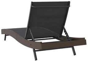 vidaXL Ξαπλώστρα Καφέ 70 x 197 x 82 εκ. Πολυ Ράτταν και Μέταλλο