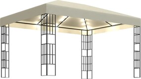 vidaXL Κιόσκι με Φωτάκια LED Κρεμ 3 x 4 μ.