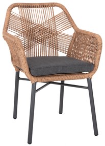 ΠΟΛΥΘΡΟΝΑ TOPIN HM6048.03 ΑΛΟΥΜΙΝΙΟ ΑΝΘΡΑΚΙ-P.E. RATTAN ΜΠΕΖ-ΜΑΞΙΛΑΡΙ ΑΝΘΡΑΚΙ (1 Τεμμάχια)
