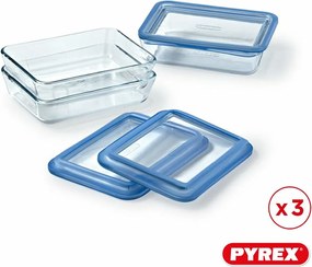 Σετ με Κυτία Γεύματος Pyrex Μπλε Διαφανές 800 ml 3 Τεμάχια