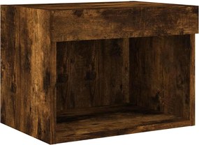 vidaXL Κομοδίνο Επιτοίχιο με Φώτα LED Καπνιστή Δρυς