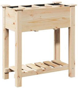 vidaXL Γλάστρα Κήπου με ράφι Μπεζ 71 x 37 x 76.5 εκ Στερεό ξύλο έλατου