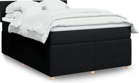 vidaXL Κρεβάτι Boxspring με Στρώμα Μαύρο 140x200 εκ. Υφασμάτινο