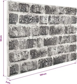 vidaXL Πάνελ τοίχου 10 pcs Σκούρο Γκρι και Λευκό 100 x 50 cm Αφρός EPS
