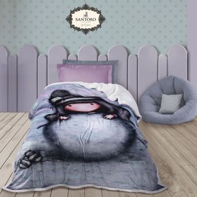 Κουβέρτα Παιδική 5033 Fleece Sherpa Santoro Gorjuss- The Shnow Girl Grey Das Home Single 160x220cm Πολυέστερ
