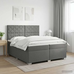 vidaXL Κρεβάτι box spring με στρώμα Σκούρο Γκρι 200 x 200 cm Ύφασμα