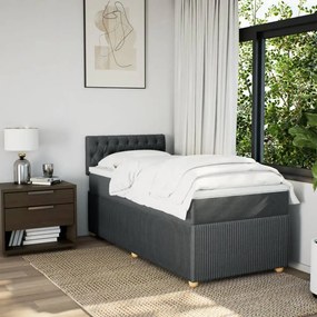 vidaXL Κρεβάτι Boxspring με Στρώμα Σκούρο Γκρι 80x200 εκ. Υφασμάτινο