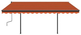 Τέντα Συρόμενη Χειροκίνητη με LED Πορτοκαλί / Καφέ 4x3 μ. - Πολύχρωμο