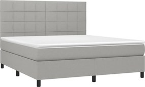 vidaXL Κρεβάτι Boxspring με Στρώμα &amp; LED Αν.Γκρι 180x200εκ. Υφασμάτινο