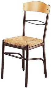Καρέκλα με φυσική ψάθα σε χρώμα καφέ 40x36x90
