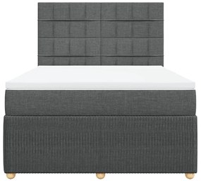 Κρεβάτι Boxspring με Στρώμα Σκούρο Γκρι 140x190 εκ. Υφασμάτινο - Γκρι