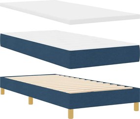 vidaXL Κρεβάτι με ελατήρια με στρώμα Μπλε 190 x 90 cm Πολυεστέρας