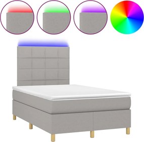 vidaXL Κρεβάτι Boxspring με Στρώμα &amp; LED Αν.Γκρι 120x200 εκ Υφασμάτινο