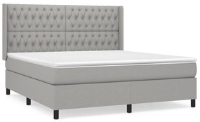 vidaXL Κρεβάτι Boxspring με Στρώμα Ανοιχτό Γκρι 180x200 εκ. Υφασμάτινο