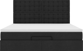 vidaXL Οθωμανικό κρεβάτι με στρώμα Μαύρο 180x200cm Ύφασμα