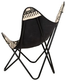 Καρέκλα Πεταλούδα με Τύπωμα από Καμβά - Μαύρο