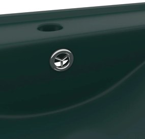 Νιπτήρας με Οπή Βρύσης Σκούρο Πράσινο Ματ 60 x 46 εκ. Κεραμικός - Πράσινο