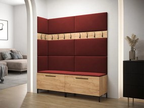 Σετ διαδρόμου Hartford F104, 196x168x46cm, Craft δρυς, Κόκκινο, Πλαστικοποιημένη μοριοσανίδα, Ταπισερί, Τοίχου, Εντοιχισμένη | Epipla1.gr
